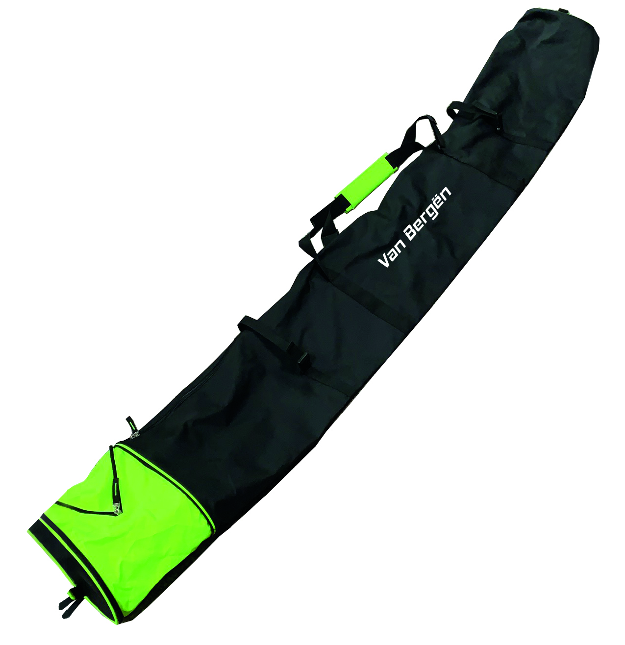 Sac de ski de randonnée Van Bergen extensible Couleur: Noir/Vert Fluo Grandeur: 210X16X23 CM Extensible de 180 à 210 CM